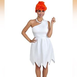 Wilma Flintstone Halloween Costume Dress, Wig, and Necklace